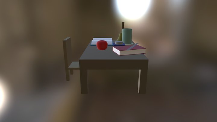Crowded Office Desk 3D Model