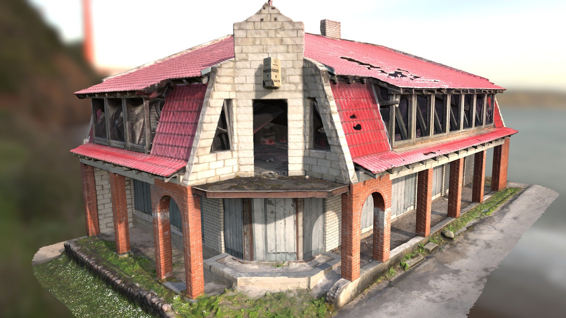 Brick Building w/ Red Roof 3D Scan - Buy Royalty Free 3D model by ...