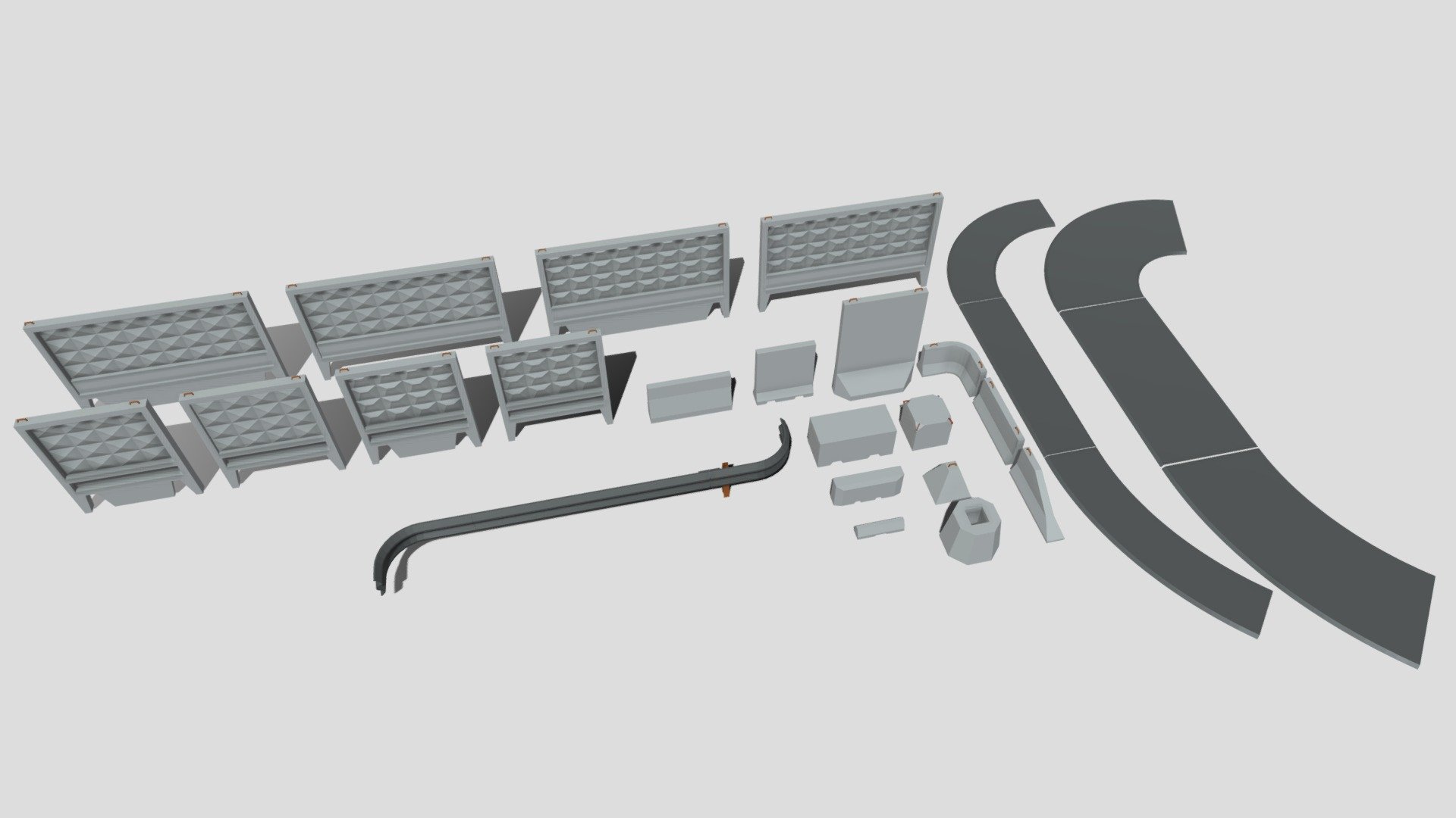 A set of concrete and steel fences for free use