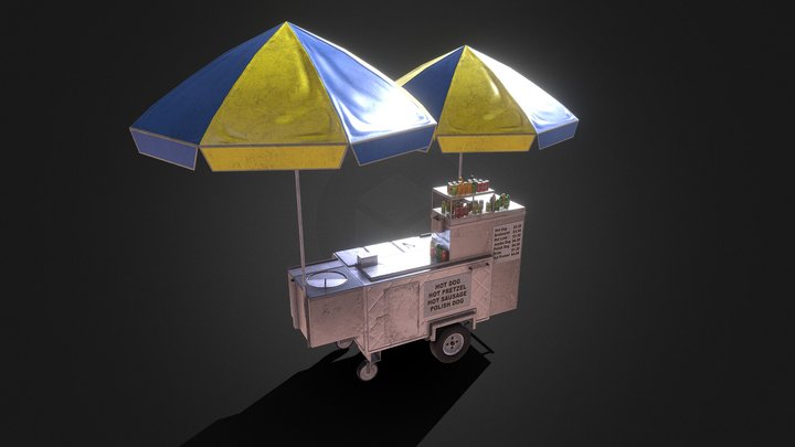 New York Hot Dog Cart 3D Model