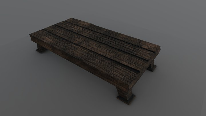 Old Wood Table 3D Model