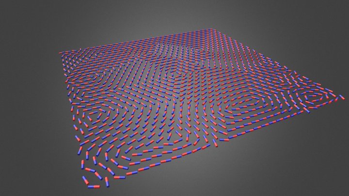 Magnetic dipoles arranged on a hexagonal grid 3D Model