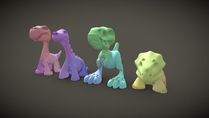 4 Dinos 3D Printables 3D Model