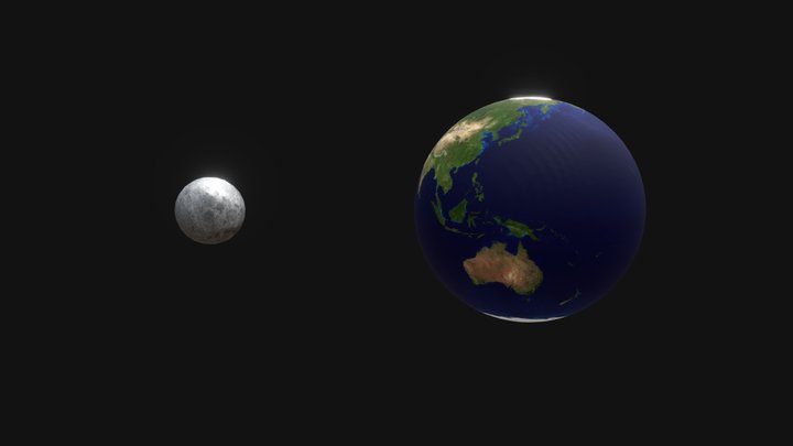 En perspectiva: La Tierra y su Luna 3D Model