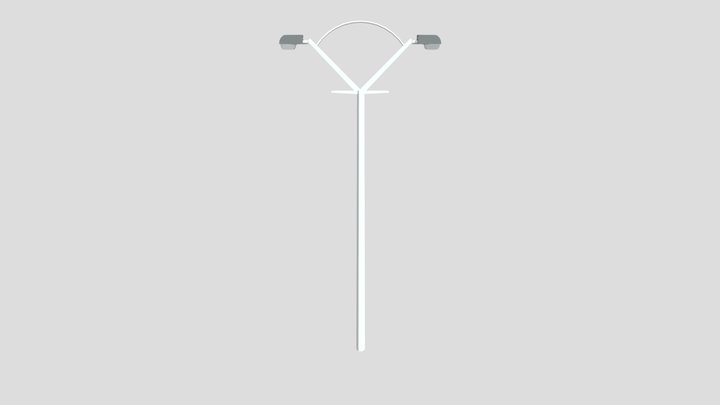 Stylish street light pole with fixtures duo 3D Model