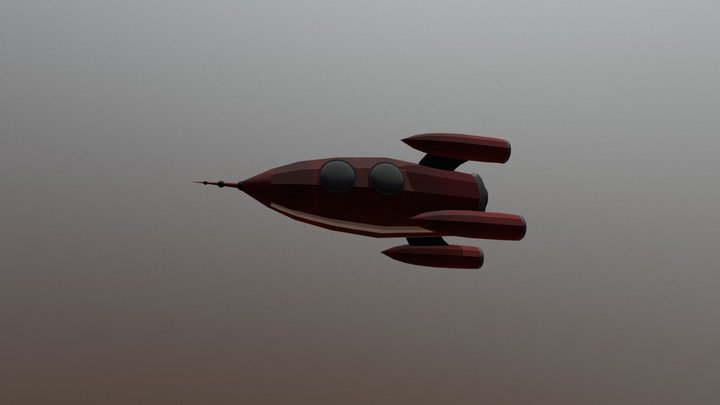 Red Toy Rocket 3D Model