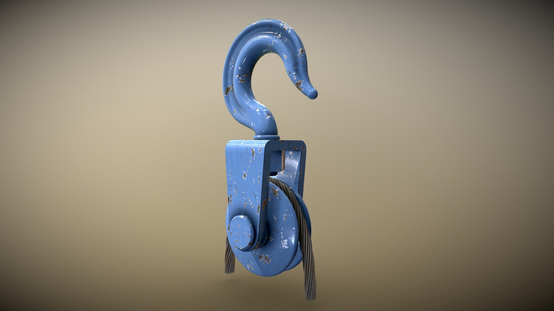 Blue Pulley with Hook Block (FREE DOWNLOAD) — Sketchfab embed 3D viewer
