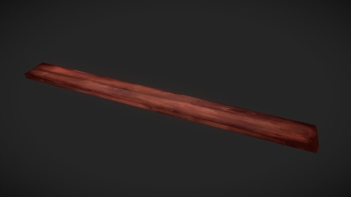 Hand-painted Wood Plank 3D Model