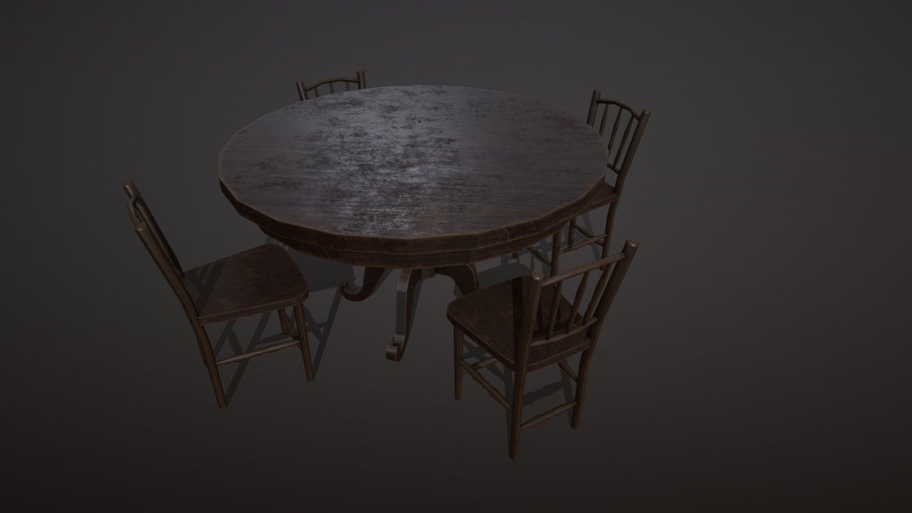 Round Table And Chairs — low-poly furniture 3D model by Vilson Pistori