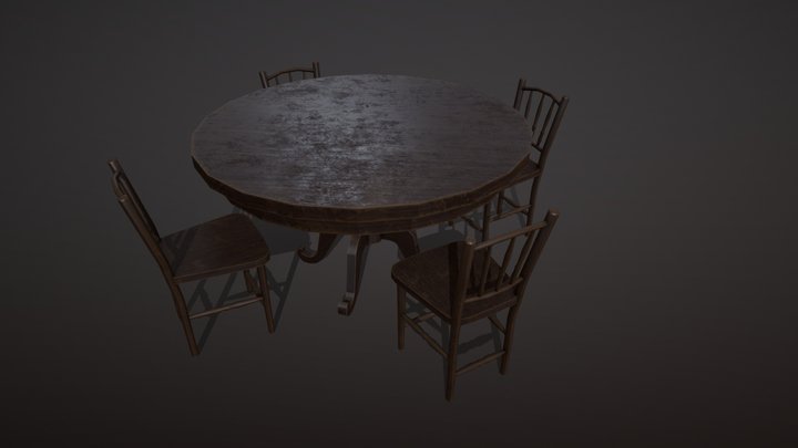 Round Table And Chairs 3D Model