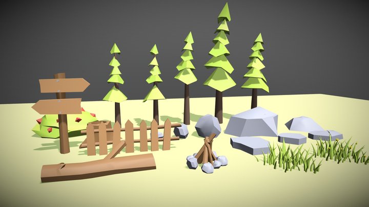 low poly nature assets 1