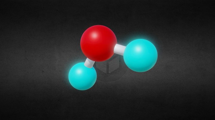 Water Molecule ball-and-stick model 3D Model