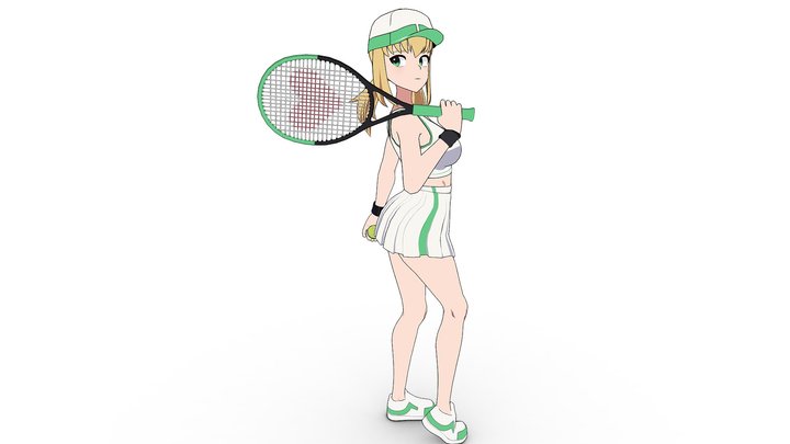Anime Girl - Tennis Game 3D Model