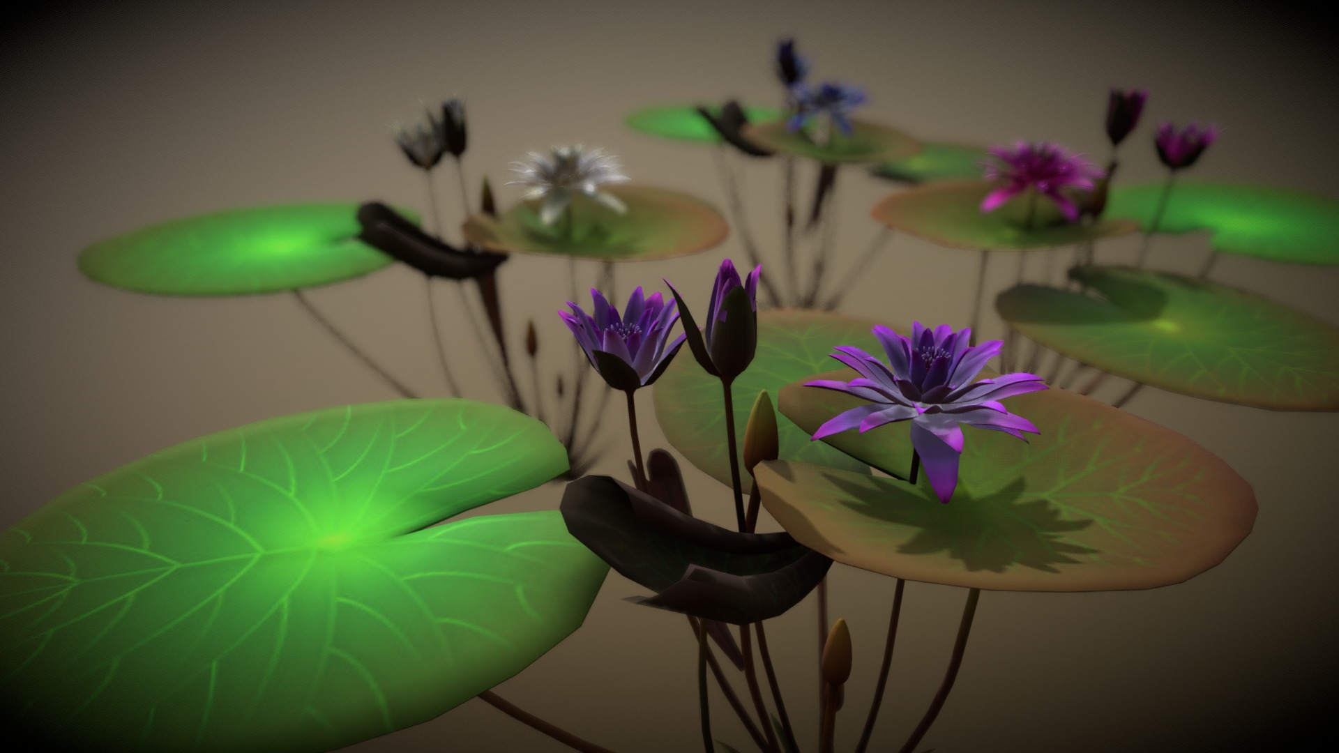 3D model FLower Nymphaea - This is a 3D model of the FLower Nymphaea. The 3D model is about a group of flowers.