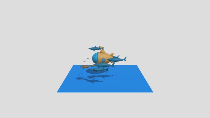 Submarine Swim Scene 3D Model
