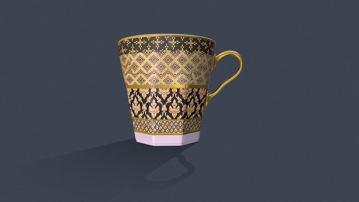 Thai Traditional Tea Cup 3D Model