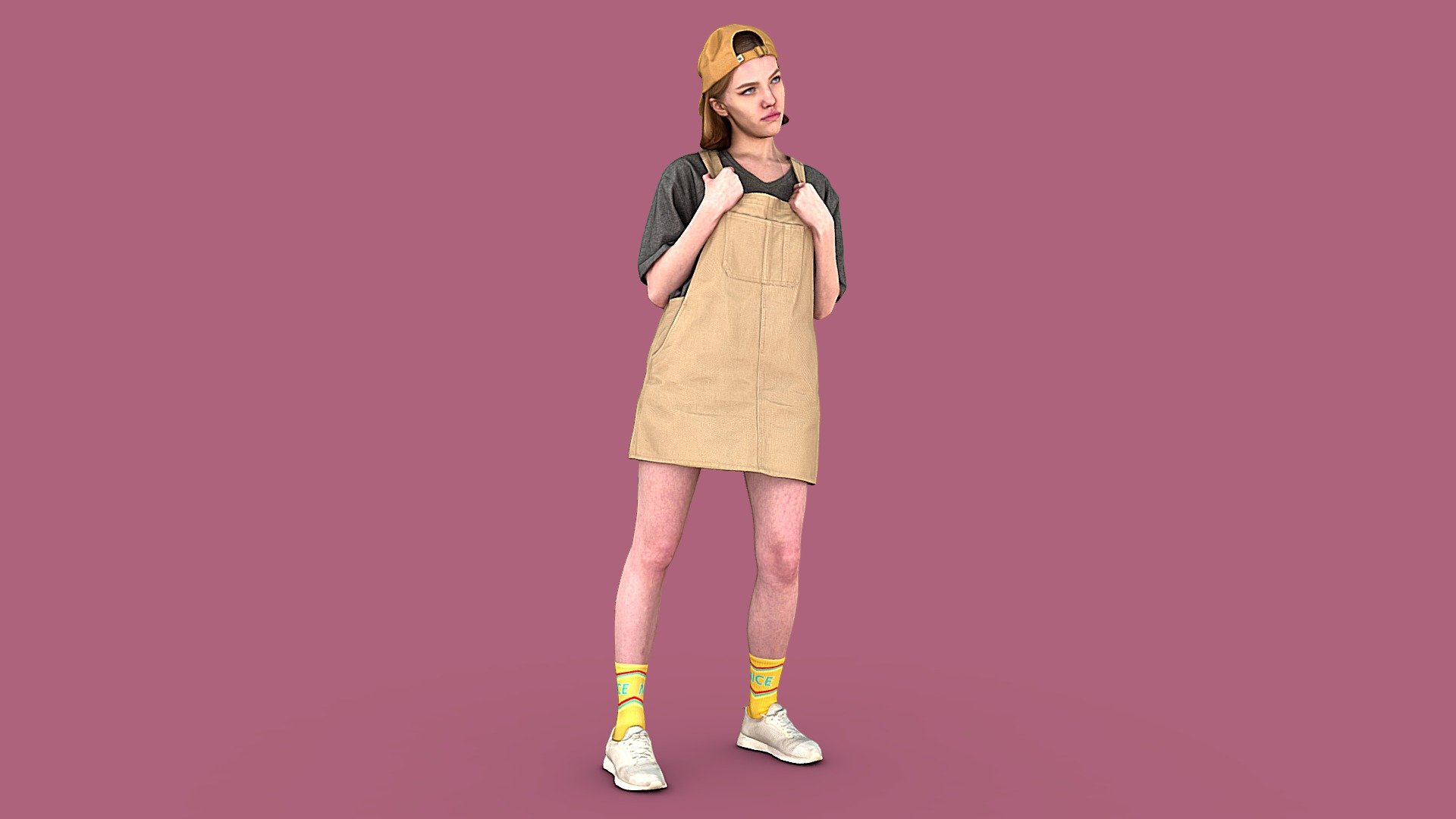 Girl in Jumpsuit-dress Standing - 3D model by kanistra [b3c2711 ...