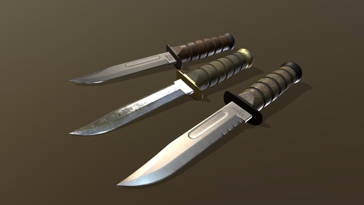 Fighting Ka-Bar knifes 3D Model