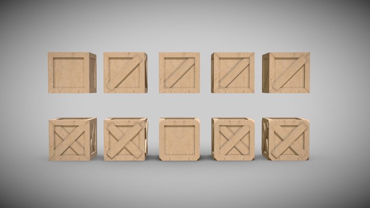Wood Crates Box Pack A1 3D Model