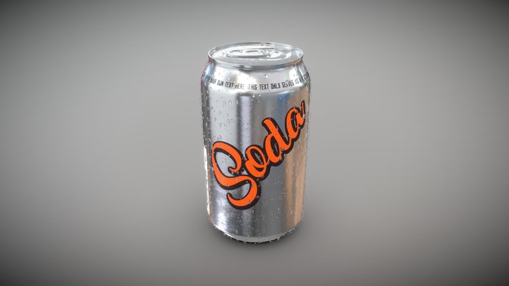 Soda or Beer Can with Label and Condensation 3D Model