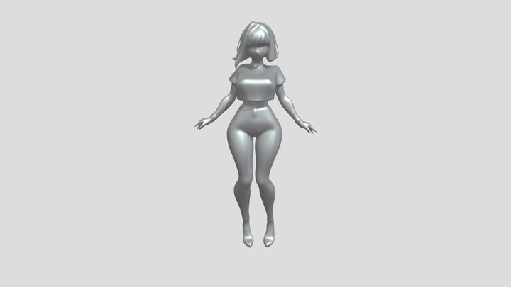 stylized woman in cosmic-themed clothing 3D Model