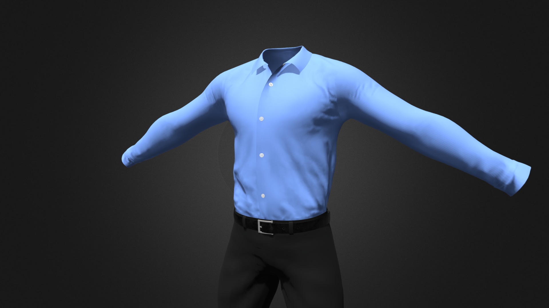 3D model Formal Light Blue Shirt & Black Trouser - This is a 3D model of the Formal Light Blue Shirt & Black Trouser. The 3D model is about a man wearing a white shirt.