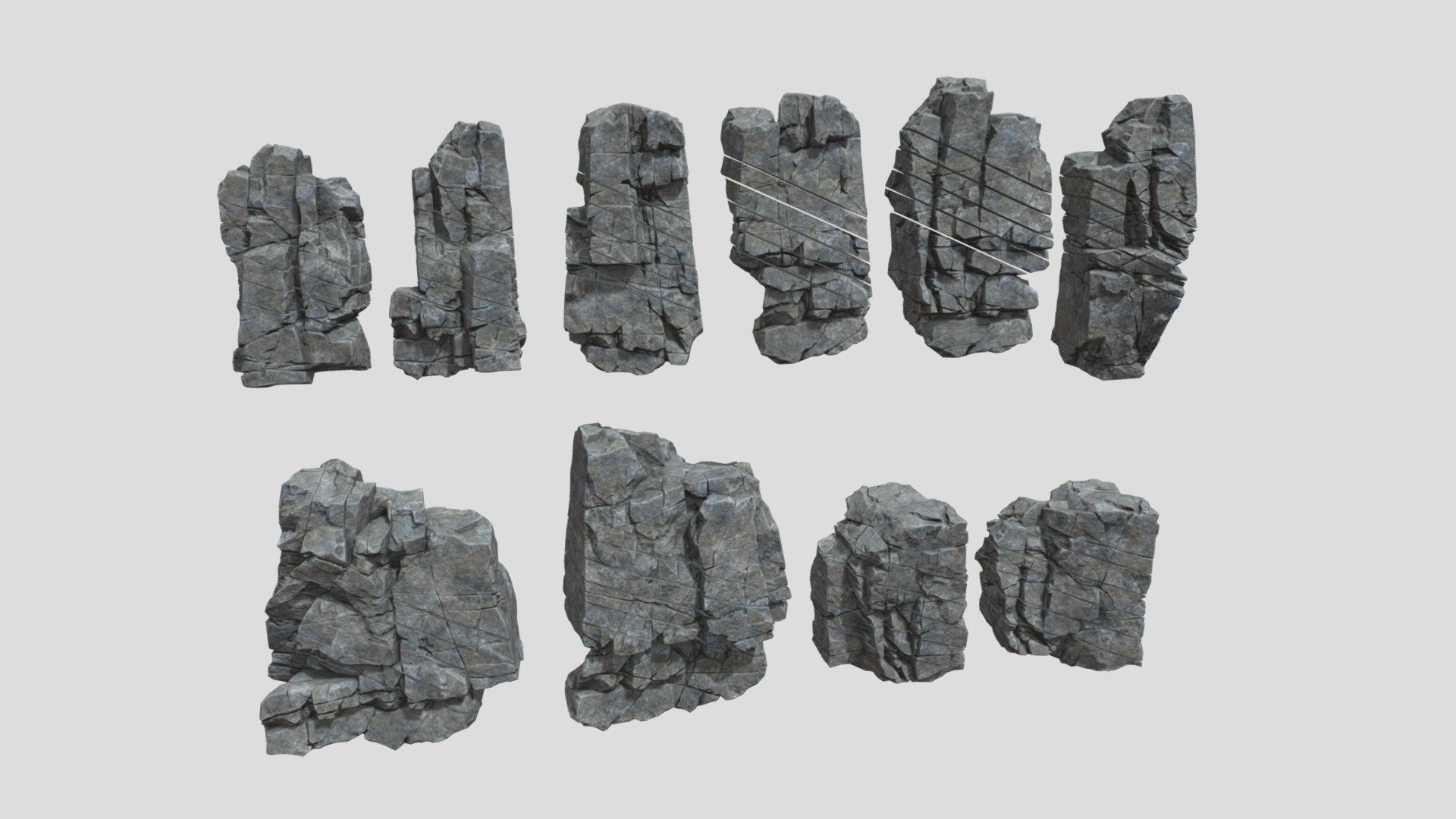 Low poly Gray Cracked Modular Rock 220118 - Buy Royalty Free 3D model ...