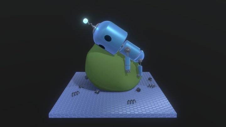 Robot sleeping in a rock 3D Model
