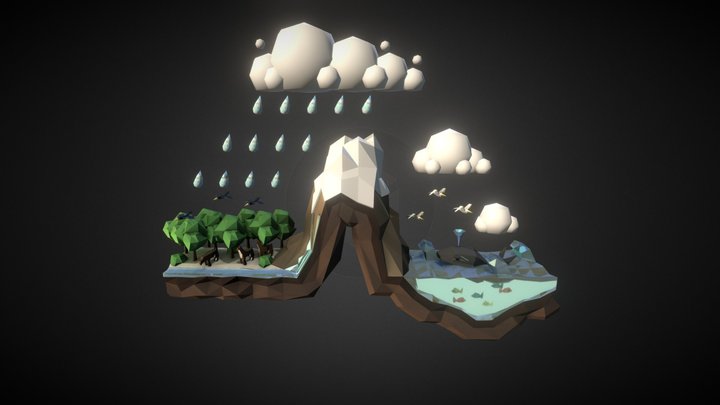 Water Scene Lowpoly 3D Model