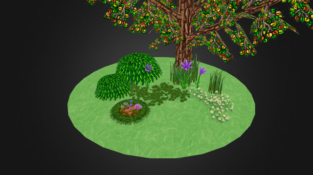 Diorama 1 - Hand Painted Vegetation 3D Model
