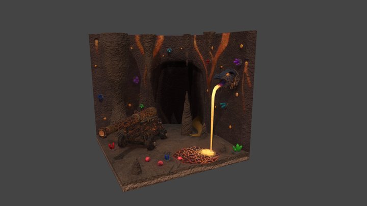 Lava Crystal Cavern Environment 3D Model