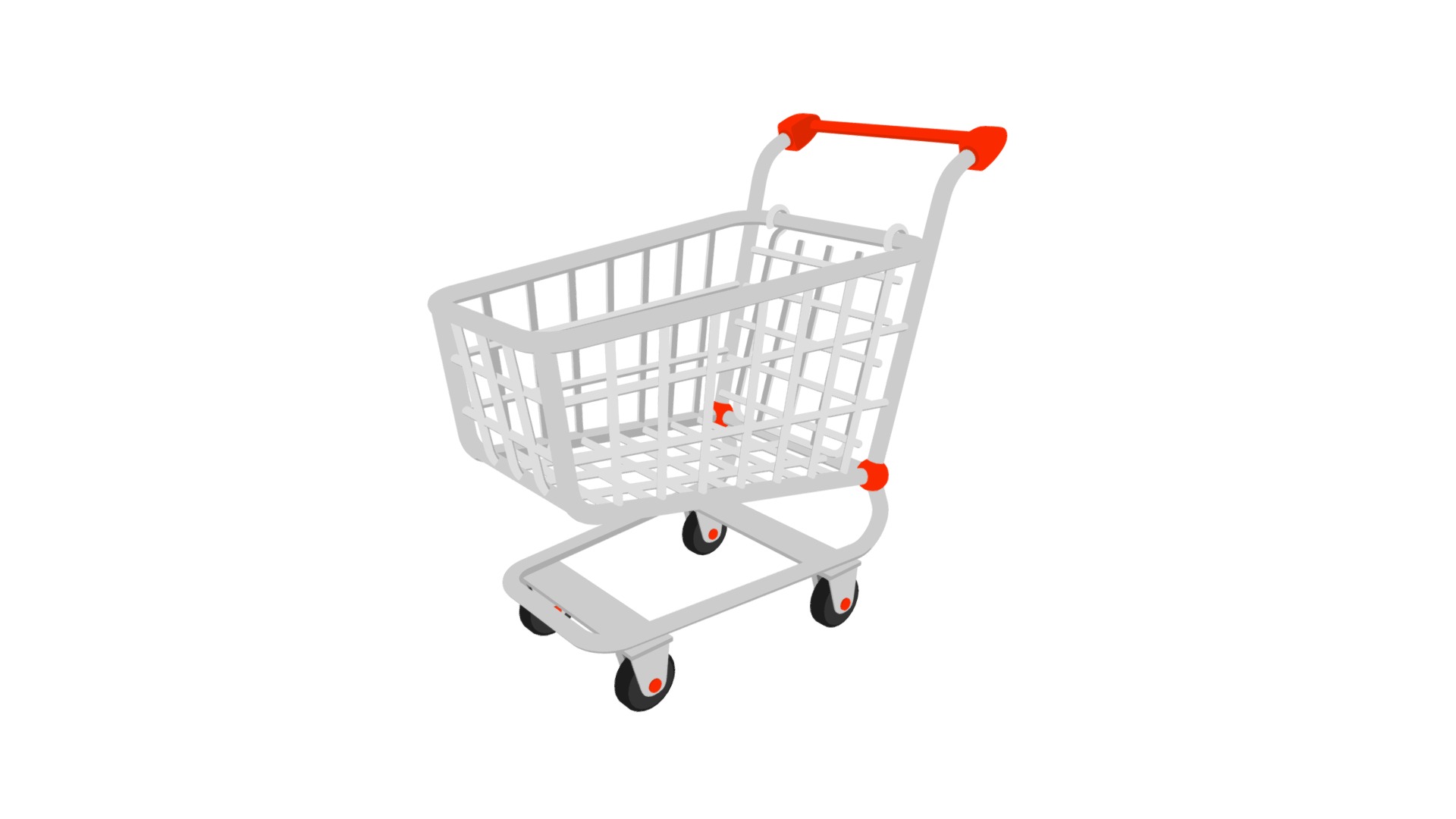 3D model Shopping Cart Low Poly Flat Icon Style - This is a 3D model of the Shopping Cart Low Poly Flat Icon Style. The 3D model is about a shopping cart with wheels.