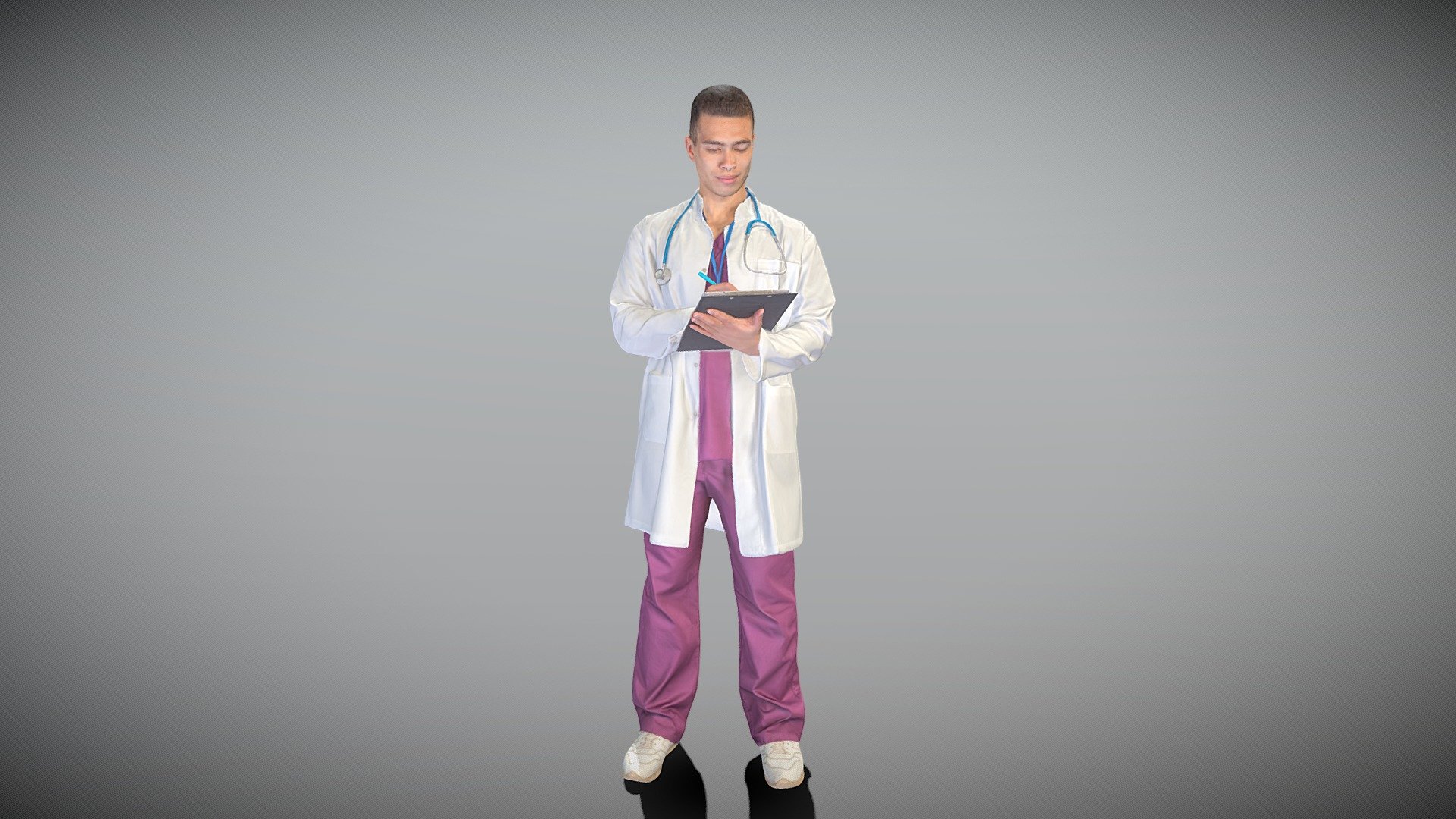 Male Doctor Standing With Folder 419 - Buy Royalty Free 3d Model By 