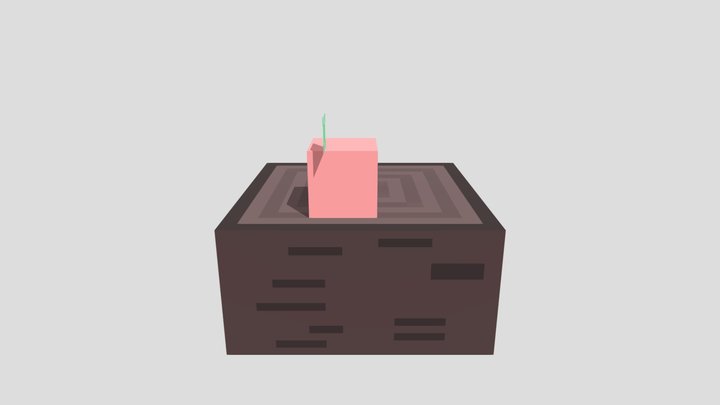 tree stump with apple 3D Model
