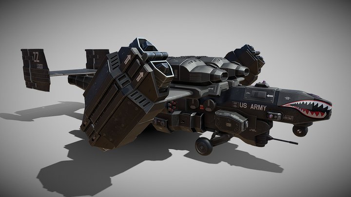 Advanced Unmanned VTOL Gunship 3D Model