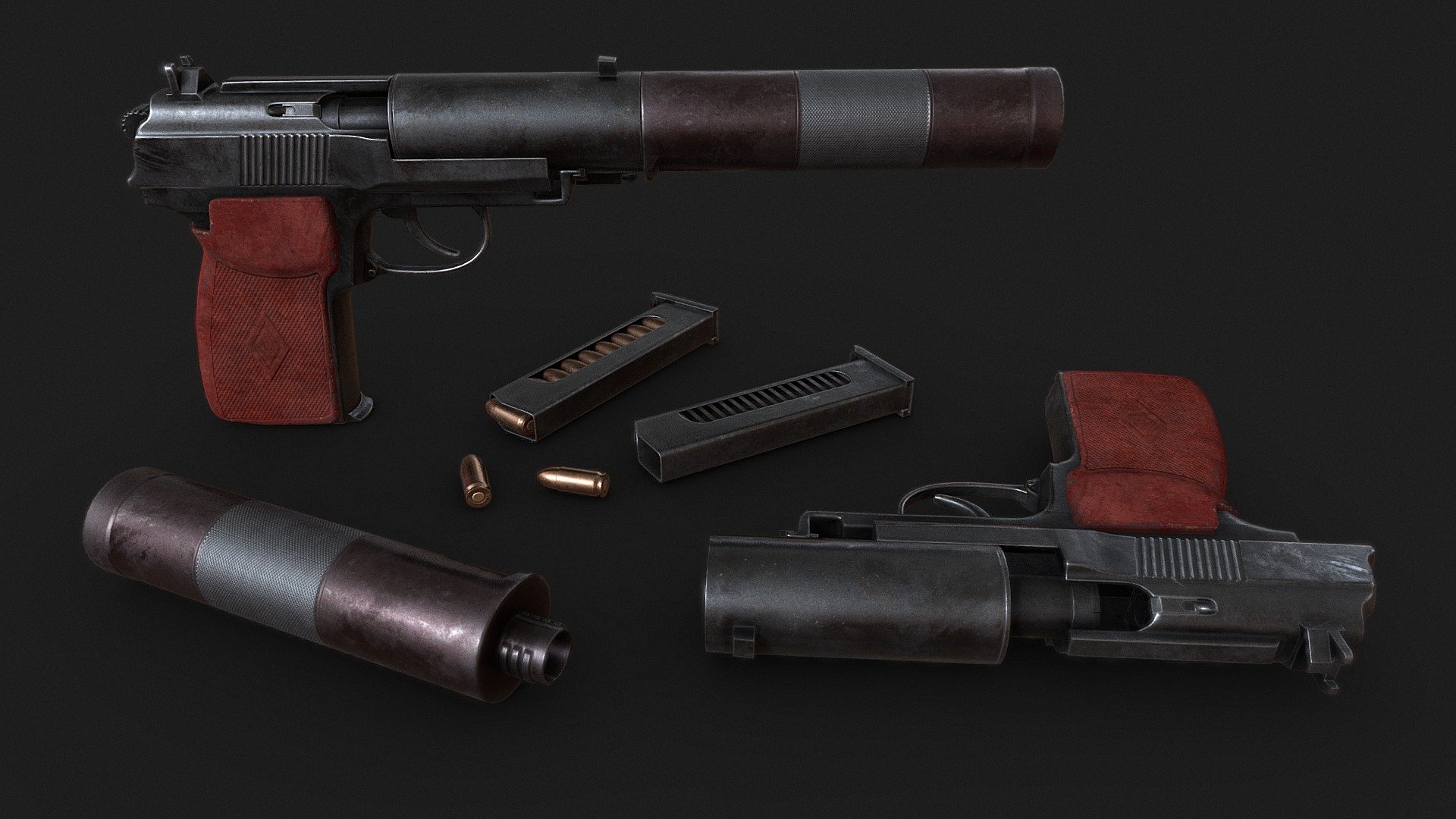 PB 6P9 Suppressed Soviet Pistol - 3D model by Crazy0_0Cat (@Crazy00Cat ...
