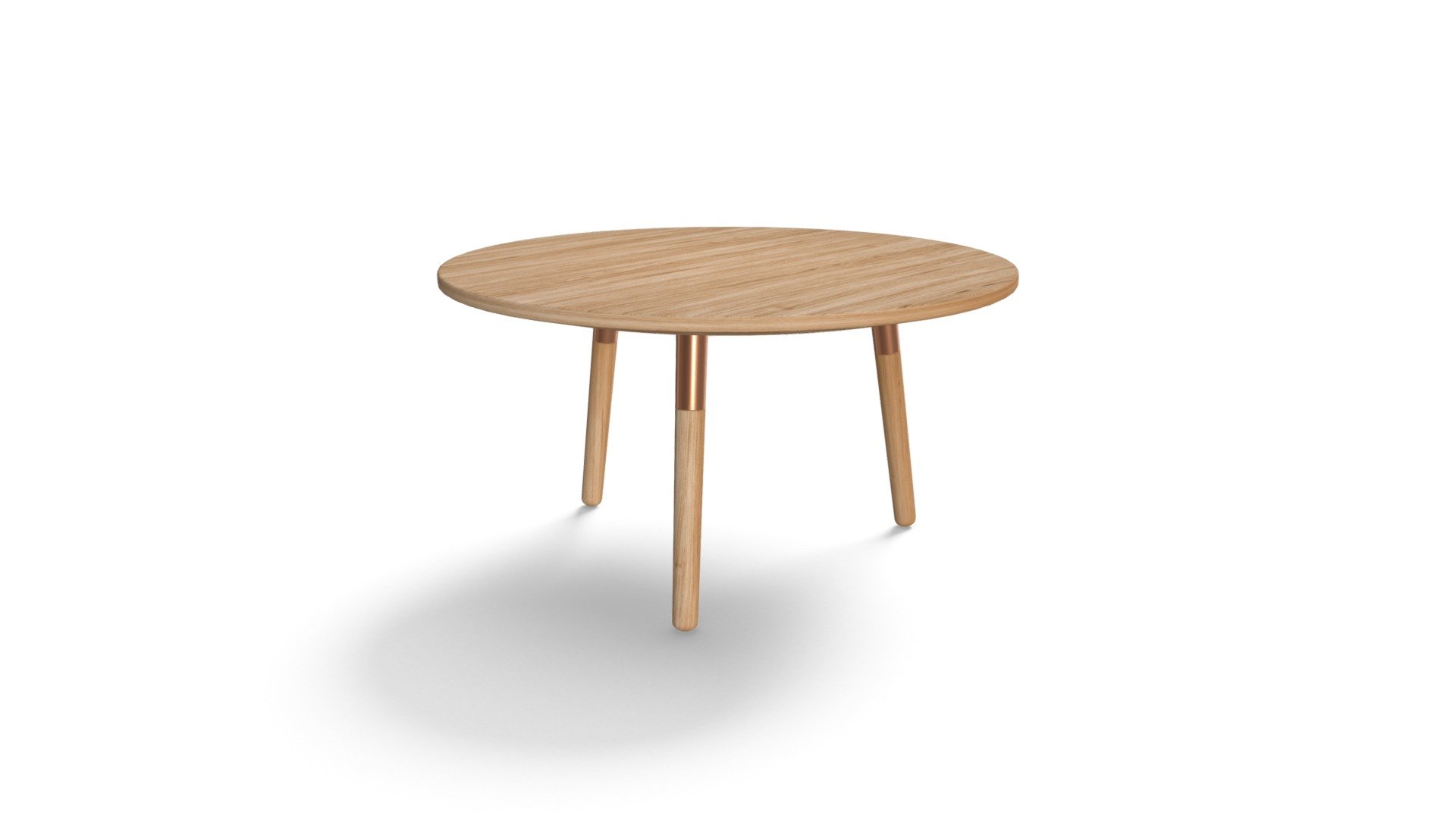 Round Range Coffee Table, Oak and Copper