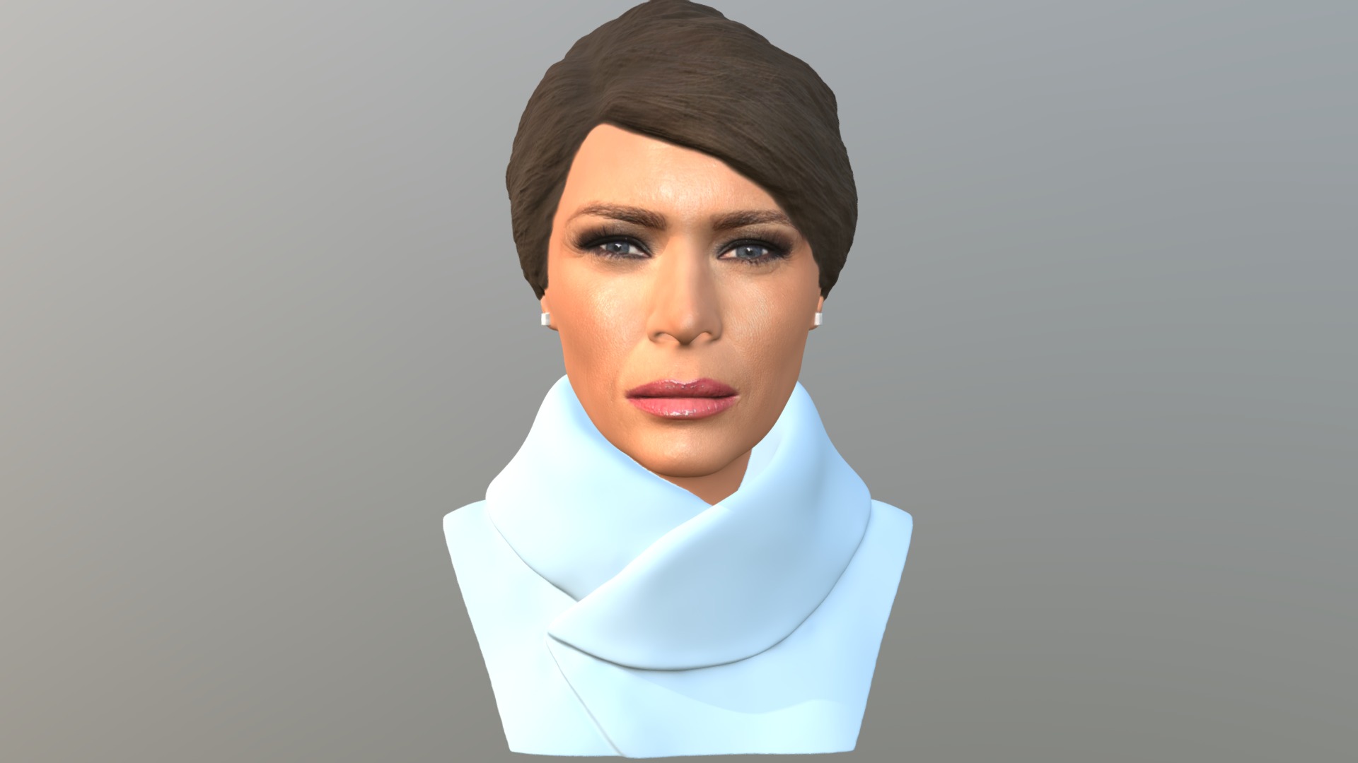 3D model Melania Trump bust for full color 3D printing - This is a 3D model of the Melania Trump bust for full color 3D printing. The 3D model is about a person with a blue shirt.