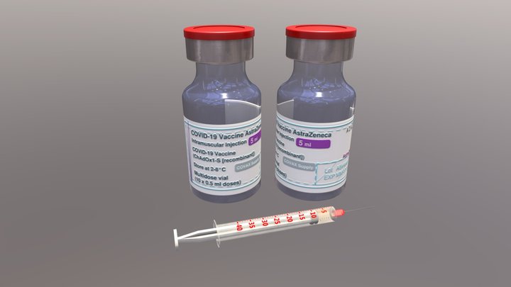 Covid - 19 Astrazeneca vaccine vial 3D Model