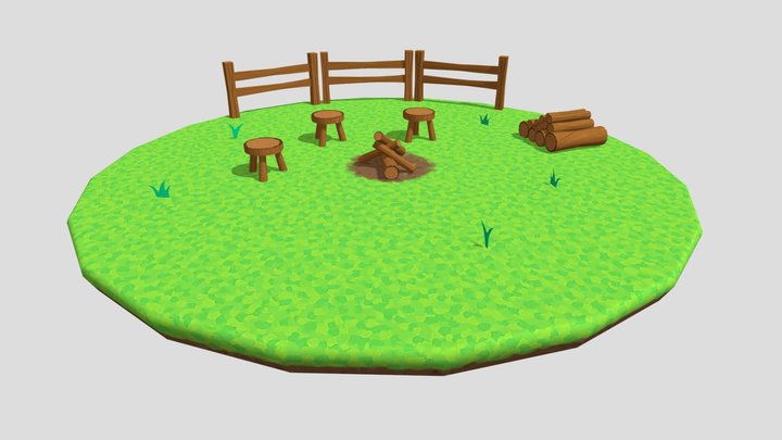 Campfire Scene 3D Model