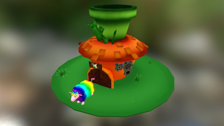 Carrot House And Crazy Sheep 3D Model