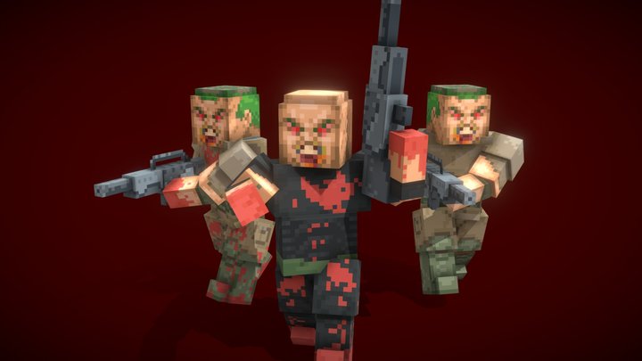Zombiemen & Sergeant (Doom) - Minecraft Models 3D Model