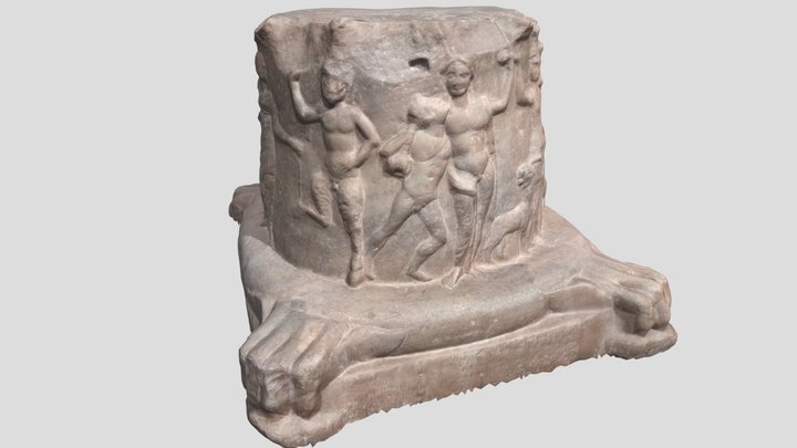 Column marble  with Satyrs. 3D Model