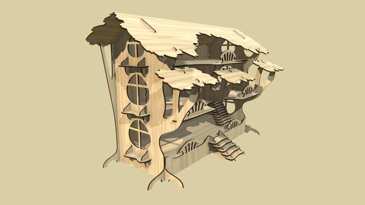 Домик: Ширина-1000мм Высота-700мм Глубина-500мм. 3D Model