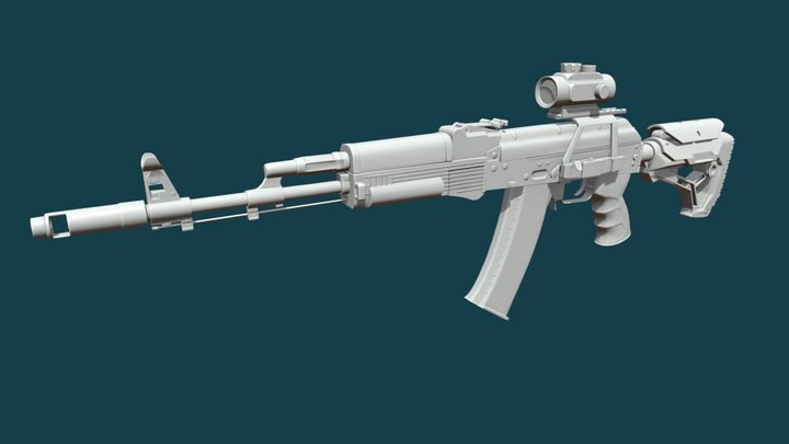 AK-74m baked AO and normals 3D Model