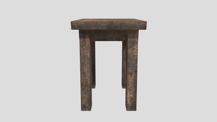 Weathered Industrial Wooden Stool – Modello 3D gratuito STL