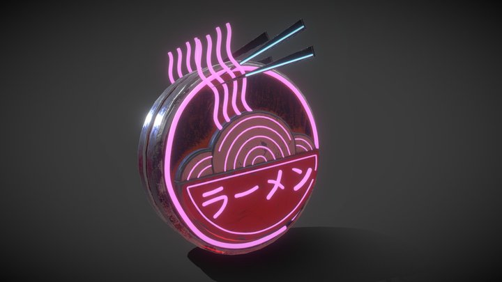 Neon Ramen Sign 3D Model