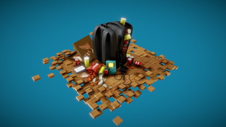 Pizza and videogames 3D Model