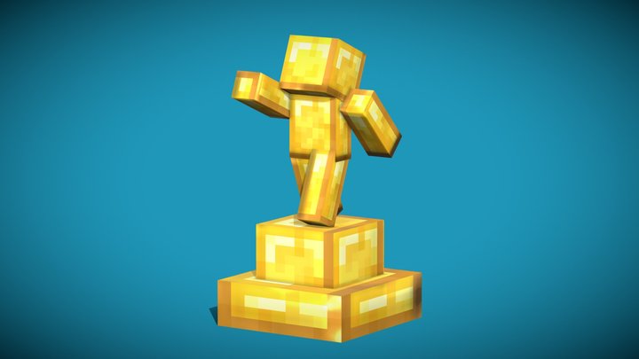 Gold Statue Trophy 3D Model