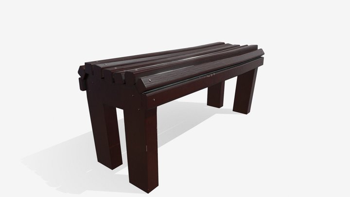CITY Street Bench Wood SoftField Low-poly 3D Model